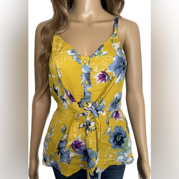 Blue & Yellow Floral Tank | Small | NWOT - Picture 1 of 4